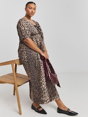 Simply Be Animal Print Bow Front Midi Dress With Pockets - Image 3 of 4