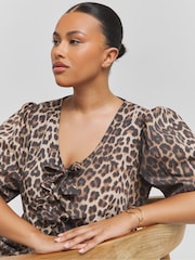 Simply Be Animal Print Bow Front Midi Dress With Pockets - Image 4 of 4
