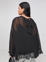 Simply Be Black Georgette Ruffle Blouse - Image 2 of 4