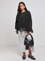 Simply Be Black Georgette Ruffle Blouse - Image 3 of 4