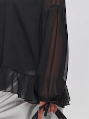 Simply Be Black Georgette Ruffle Blouse - Image 4 of 4
