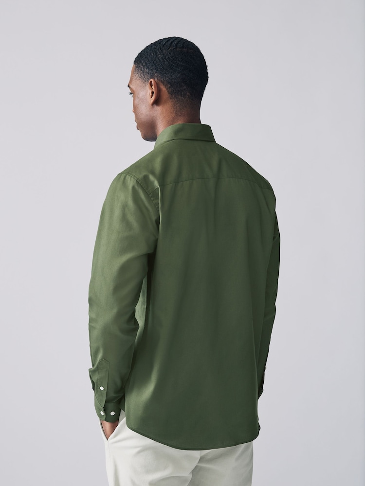 Dark Green Regular Fit Button Down Easy Iron Oxford Shirt - Image 2 of 7 Dark Green Regular Fit Button Down Easy Iron Oxford Shirt - Image 2 of 7