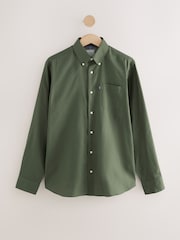 Dark Green Regular Fit Button Down Easy Iron Oxford Shirt - Image 6 of 7