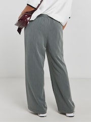 Simply Be Grey Pinstripe Drawstring Wide Leg Trousers - Image 2 of 4