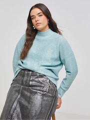 Simply Be Blue Sequin Jumper - Image 1 of 4