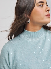 Simply Be Blue Sequin Jumper - Image 4 of 4