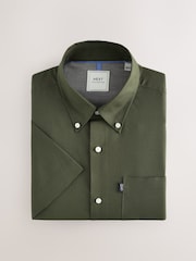Dark Green Regular Fit Short Sleeve Easy Iron Button Down Oxford Shirt - Image 1 of 9