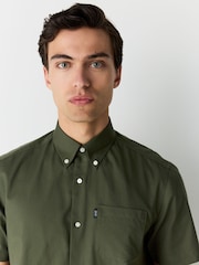 Dark Green Regular Fit Short Sleeve Easy Iron Button Down Oxford Shirt - Image 4 of 9