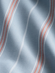 Petrol Blue/Red Short Sleeve With Button Down Collar Stripe Easy Iron Oxford Shirt - Image 6 of 6