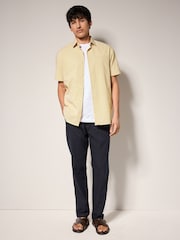 Yellow Diamond Geometric Easy Iron With Button Down Collar Short Sleeve Oxford Shirt - Image 6 of 9