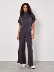 Apricot Grey Soft Touch Wide Leg Trousers - Image 2 of 4