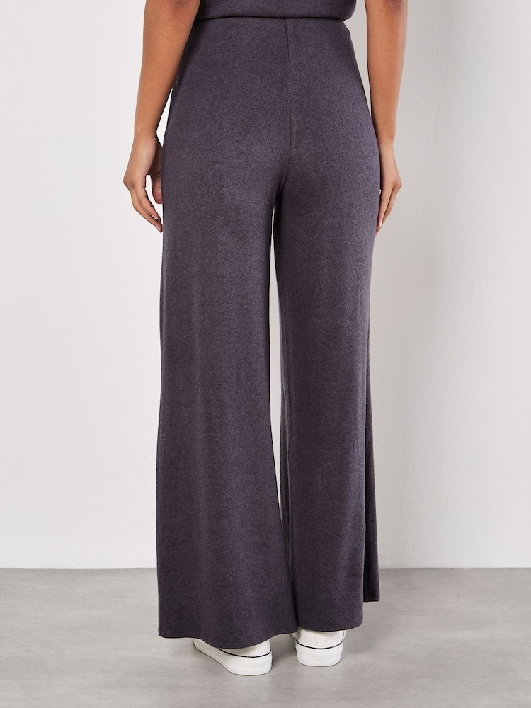 Apricot Grey Soft Touch Wide Leg Trousers - Image 4 of 4
