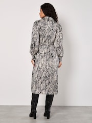 Apricot Grey Snakeskin Open Collar Shirt Dress - Image 5 of 5