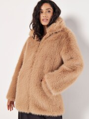 Apricot Brown Opulent Faux Fur Zip Jacket - Image 2 of 5