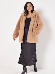 Apricot Brown Opulent Faux Fur Zip Jacket - Image 5 of 5