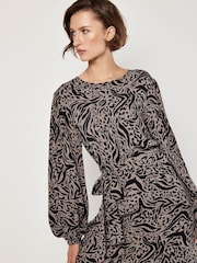 Apricot Grey Leopard And Zebra Belt Shift Dress - Image 3 of 4