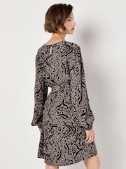 Apricot Grey Leopard And Zebra Belt Shift Dress - Image 4 of 4
