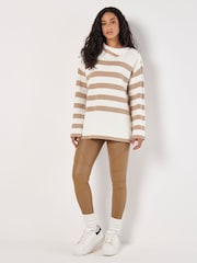 Apricot Natural Strip Metal Button Shoulder Jumper - Image 2 of 5