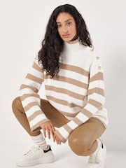 Apricot Natural Strip Metal Button Shoulder Jumper - Image 4 of 5