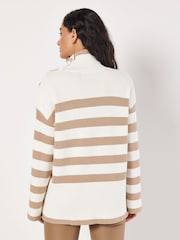 Apricot Natural Strip Metal Button Shoulder Jumper - Image 5 of 5
