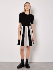 Apricot Black Colourblock Carousel Knit Dress - Image 1 of 4