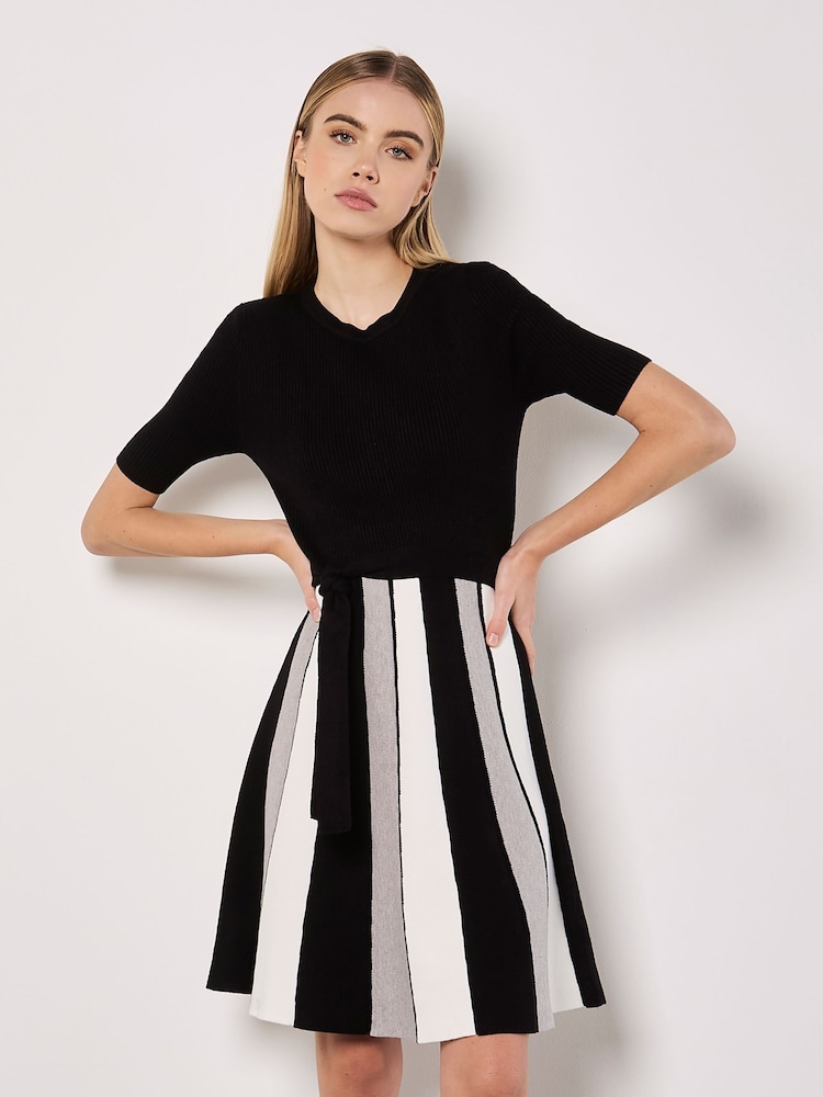 Apricot Black Colourblock Carousel Knit Dress - Image 2 of 4