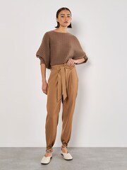 Apricot Brown Paperbag Twill Trousers - Image 1 of 4