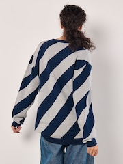 Apricot Blue Oversize Diagonal Striped Jumper - Image 4 of 4