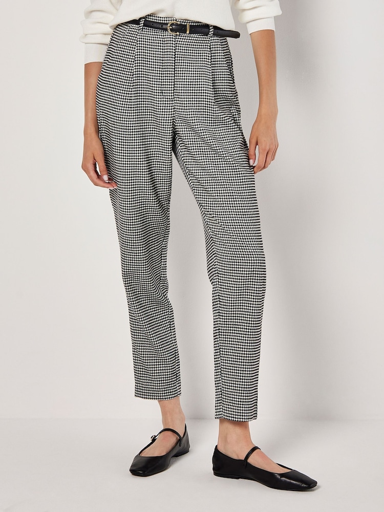 Apricot Black Paperbag Waist Dogtooth Trousers - Image 2 of 6