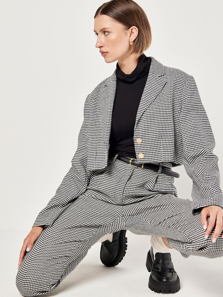 Apricot Black Paperbag Waist Dogtooth Trousers - Image 6 of 6