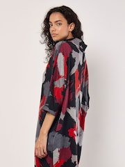 Apricot Red Paint Patches Cowl Neck Midi Dress - Image 3 of 5