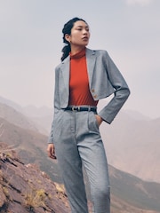 Apricot Black Mini Dogtooth Cropped Blazer - Image 1 of 5
