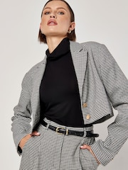 Apricot Black Mini Dogtooth Cropped Blazer - Image 2 of 5