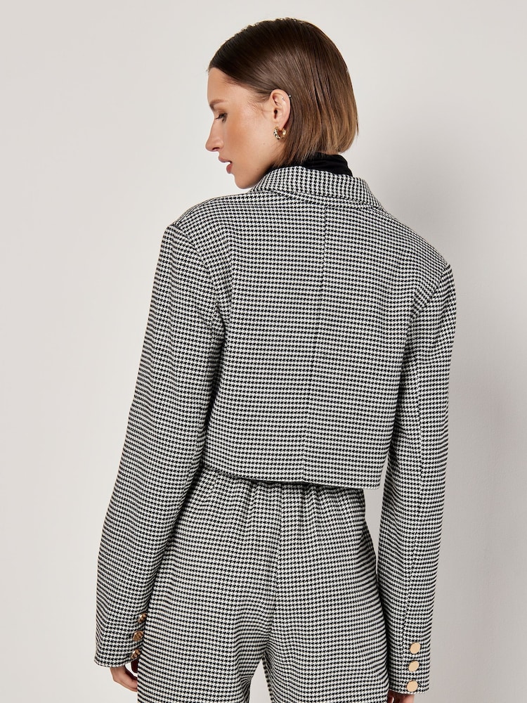 Apricot Black Mini Dogtooth Cropped Blazer - Image 5 of 5