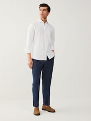 أبيض - Washed Dobby Long Sleeve Smart Cutaway Collar 100% Cotton Shirt - صورة 2 من 5