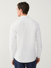 أبيض - Washed Dobby Long Sleeve Smart Cutaway Collar 100% Cotton Shirt - صورة 3 من 5