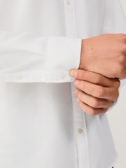 أبيض - Washed Dobby Long Sleeve Smart Cutaway Collar 100% Cotton Shirt - صورة 4 من 5