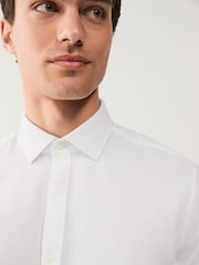 أبيض - Washed Dobby Long Sleeve Smart Cutaway Collar 100% Cotton Shirt - صورة 5 من 5
