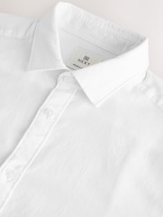 White Regular Fit Washed Dobby Long Sleeve Smart Cutaway Collar 100% Cotton Shirt - Image 7 of 8