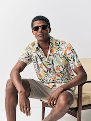 Neutral Fruit Print Regular Fit Cotton Blend Short Sleeve Shirt - Image 4 of 8