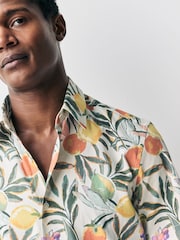 Neutral Fruit Print Regular Fit Cotton Blend Short Sleeve Shirt - Image 5 of 8
