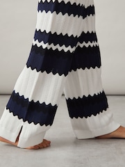 Reiss Navy Alba 13-14 yrs Zig-Zag Pointelle-Knit Trousers - Image 4 of 5