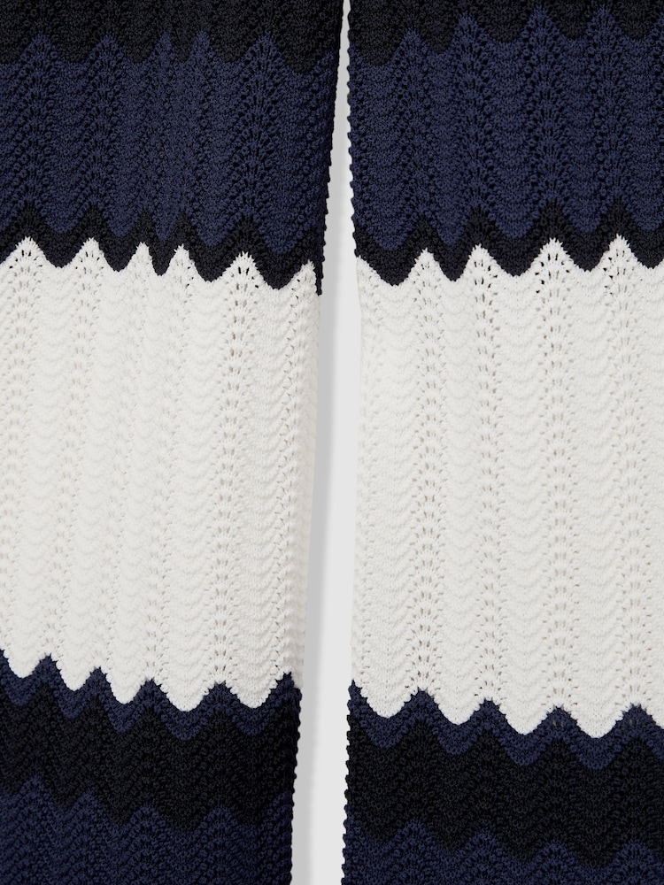 Reiss Navy Alba 13-14 yrs Zig-Zag Pointelle-Knit Trousers - Image 5 of 5