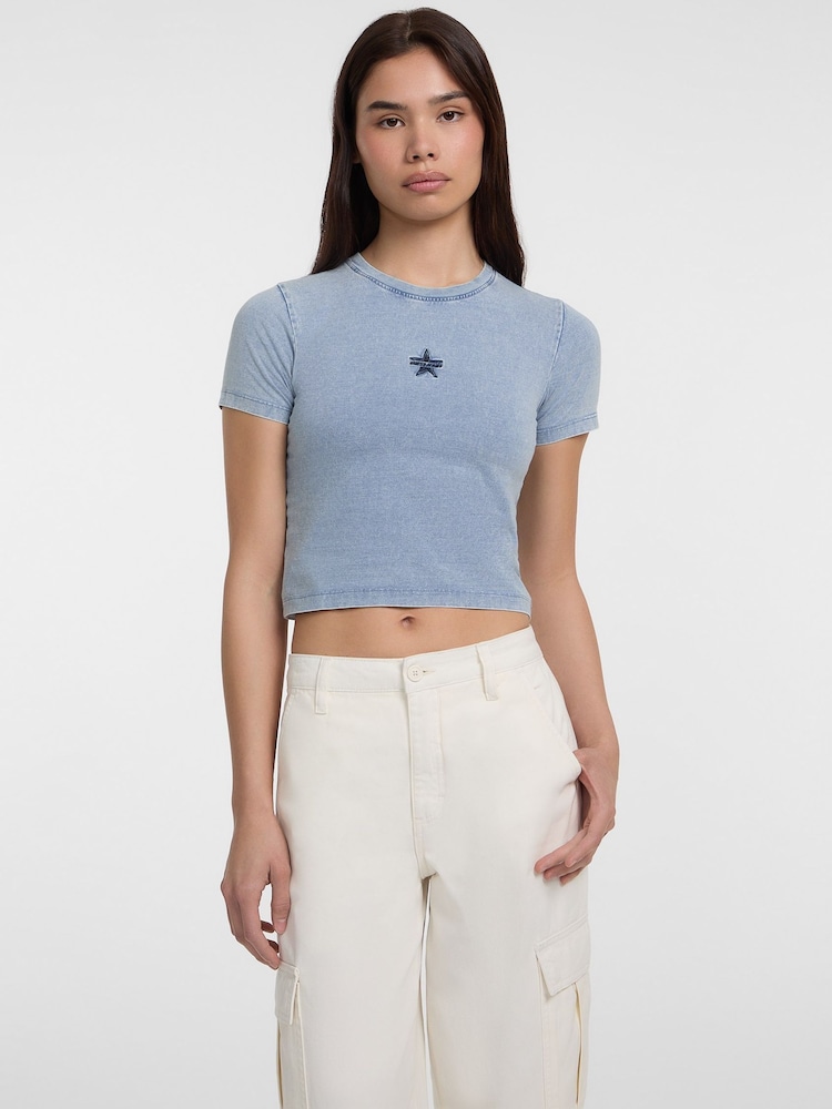 Guess Jeans Light Blue Short Sleeve Star Logo Baby T-Shirt - Image 1 of 5