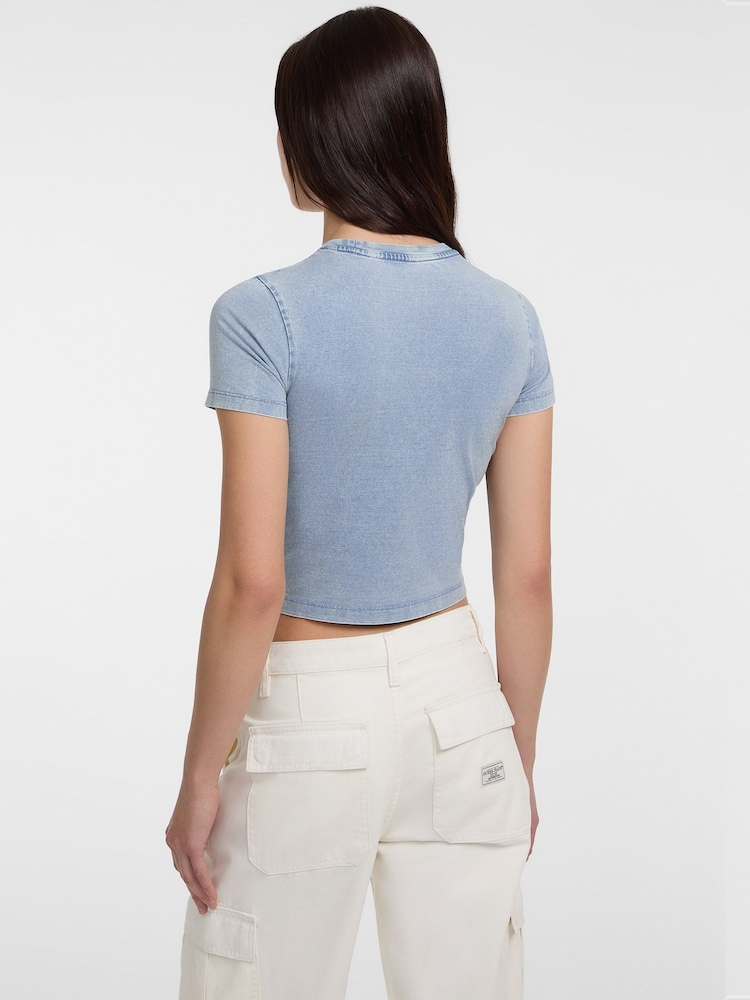 Guess Jeans Light Blue Short Sleeve Star Logo Baby T-Shirt - Image 3 of 5