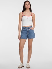 Guess Jeans Blue Denim Mom Fit High Waist Shorts - Image 1 of 5