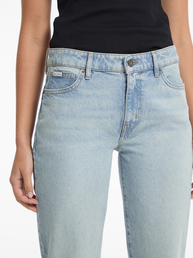 Guess Jeans Light Blue Denim Mid Rise Straight Leg Jeans - Image 7 of 7