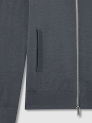 Reiss Blackened Blue Hampshire 3-9 yrs Merino Wool Zip-Through Funnel-Neck Cardigan - Image 4 of 4