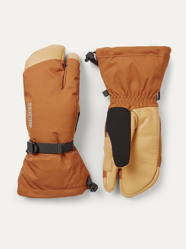 Naranja - Sealskinz Congham Waterproof Thermal Ski Split Finger Gloves - Imagen 1 de 3
