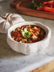 Natural Speckle Pumpkin Shaped Serving Bowl - Image 2 of 4